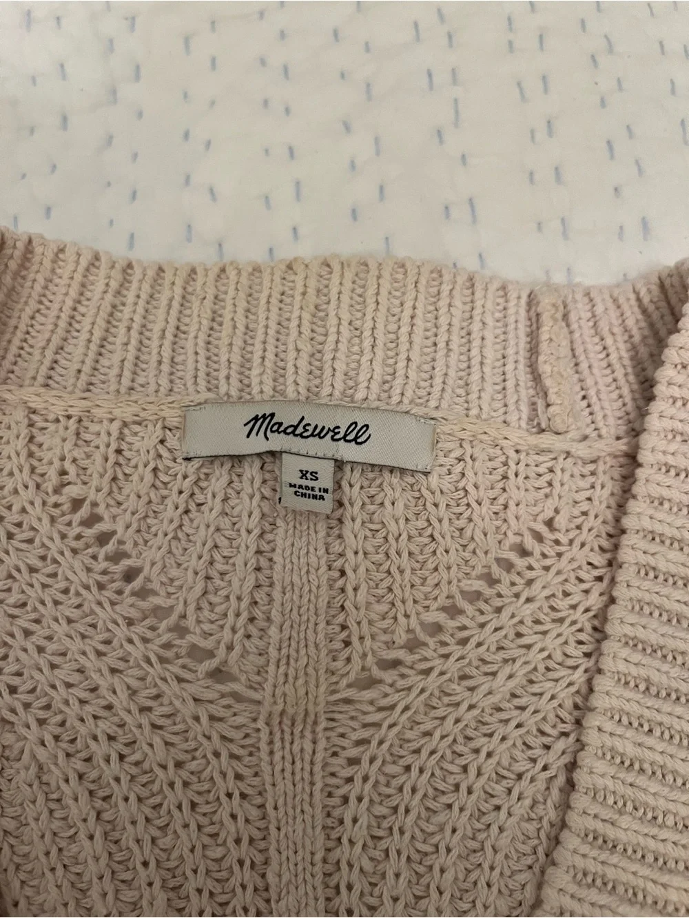 Madewell Cream V-Neck Button Front Knit Cardigan Sweater - Picture 3 of 3